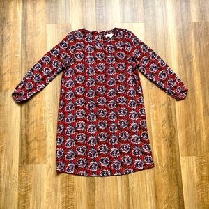 LOFT red floral shift dress